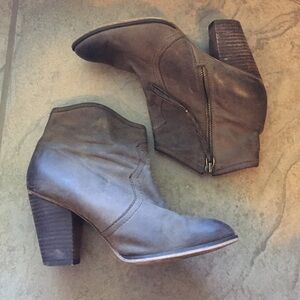 Aldo Gray Leather Ankle Booties